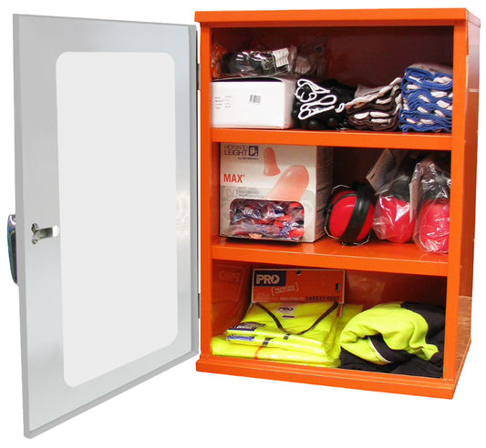 PPE Storage Cabinet - Single Small Perspex Door - 3 Shelves