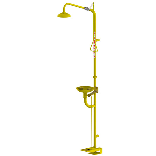 Combination Emergency Shower Eye Face Hand/Foot Operated - Yellow
