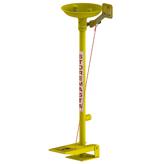 Free Standing Eye Wash Hand/Foot Operated - Yellow