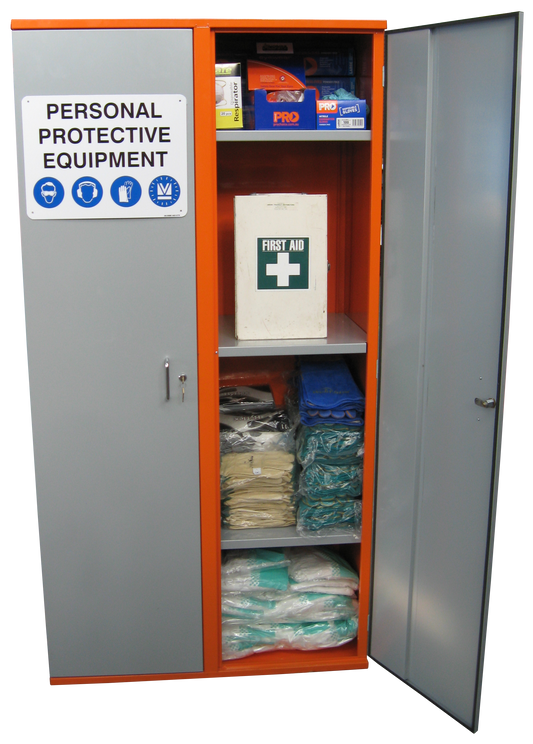 PPE Storage Cabinet - Double Door - 4 Shelves