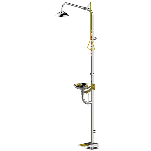 Combination Emergency Shower Eye Face Hand/Foot Operated - Stainless Steel